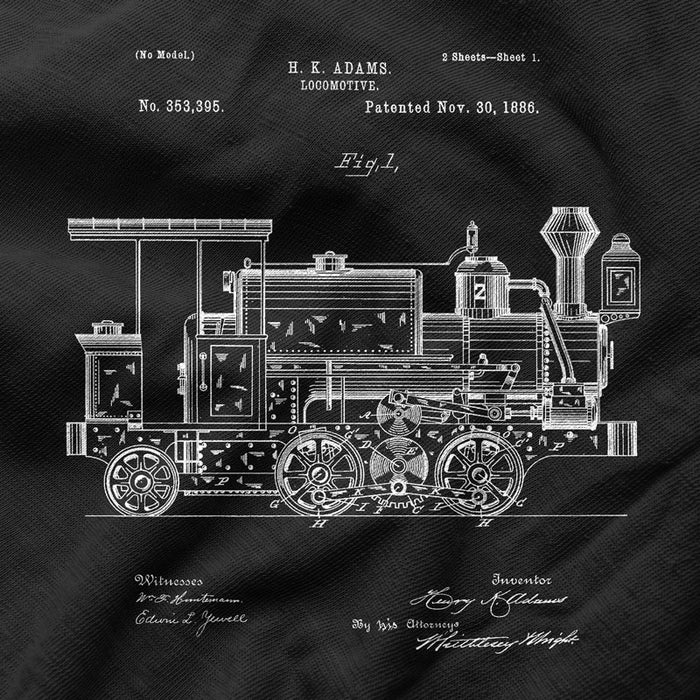 Camiseta Patente Locomotora Tren 1886