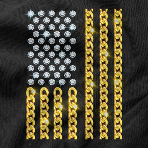 Camiseta de Bandera USA Cadenas de Oro