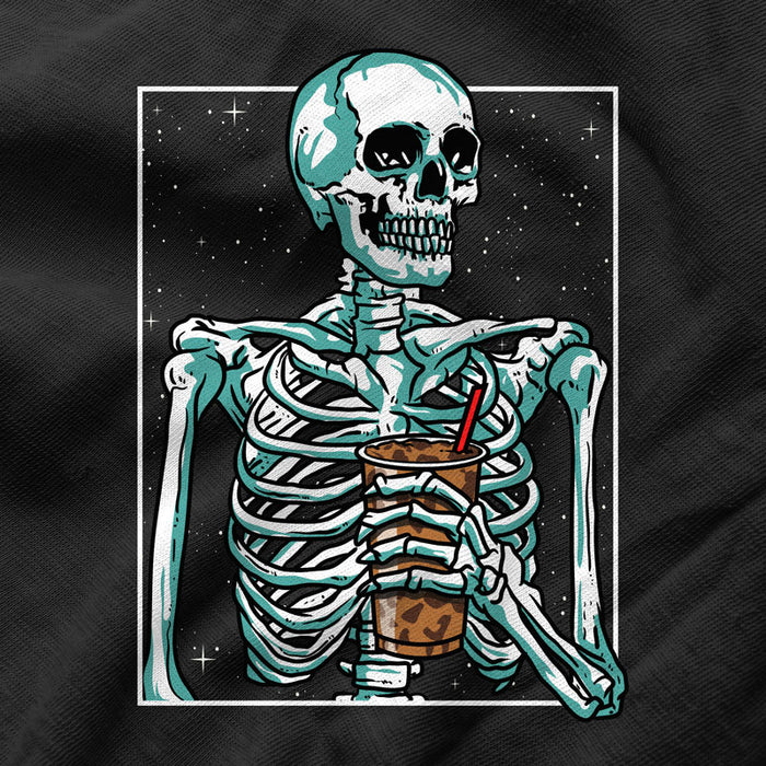 Camiseta Esqueleto Bebiendo Café Helado