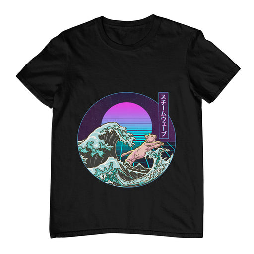 Camiseta Atardecer Japonés Ola Anime y Gato