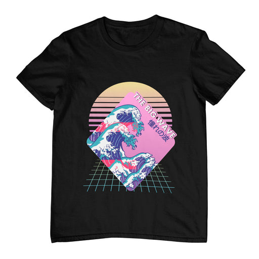 Camiseta Ola Vaporwave Japonés Neon Retro