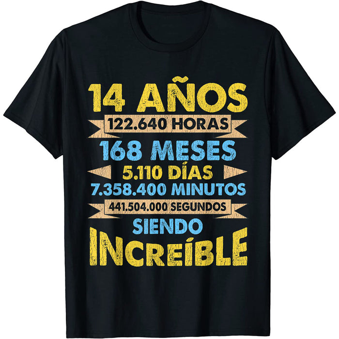 Camiseta Niños Cumpleaños 14 Años Siendo Increíble Cifras