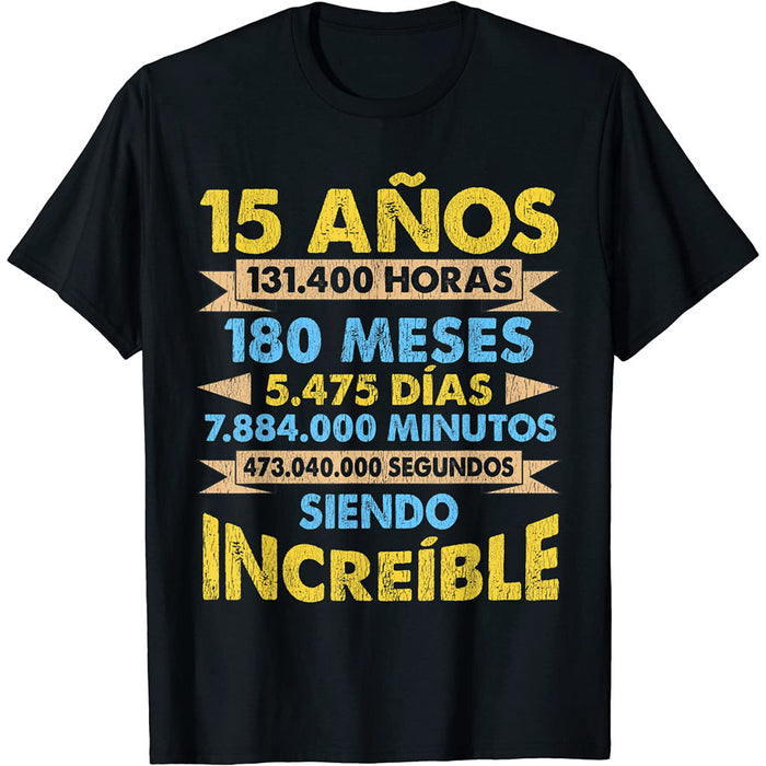 Camiseta Niños Cumpleaños 15 Años Siendo Increíble Cifras