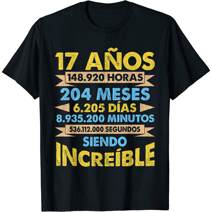 Camiseta Niños Cumpleaños 17 Años Siendo Increíble Cifras