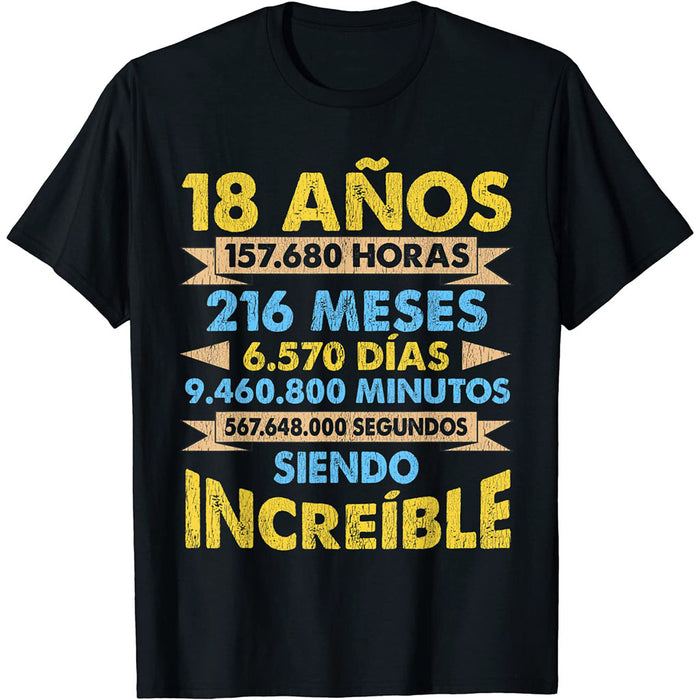Camiseta Niños Cumpleaños 18 Años Siendo Increíble Cifras