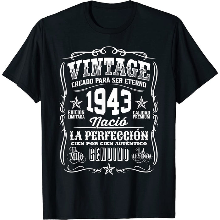 Camiseta Cumpleaños Nacido En 1943 Vintage Perfección
