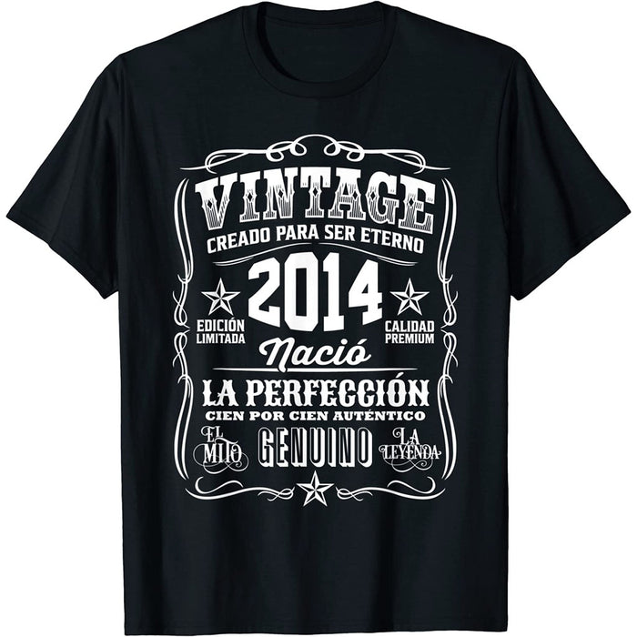 Camiseta Cumpleaños Nacido En 2014 Vintage Perfección