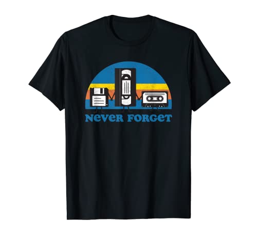 Never Forget T Shirt Funny Floppy Disk VHS Tape 90s 80s Tee Camiseta