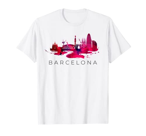 Diseño Skyline Monumentos de La Ciudad De Barcelona Camiseta