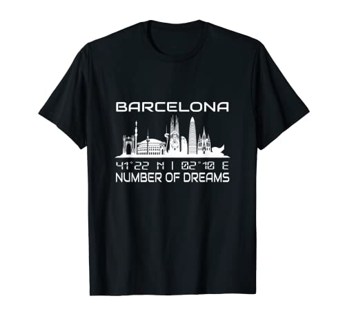 Coordenadas GPS España Vacaciones Cataluña horizonte Barcelona Camiseta