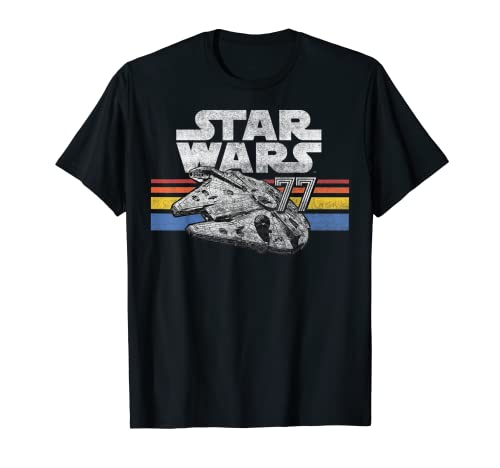 Star Wars Millennium Falcon 77 Retro Lines Logo Camiseta