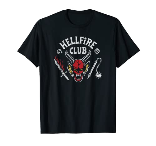 Stranger Things 4 Hellfire Club Skull & Weapons Camiseta
