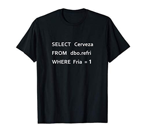 Hombre Camisa de SQL para Programador que le gusta la Cerveza Camiseta
