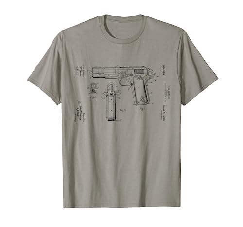 1911 Dibujo de patente de pistola, Historia militar del arma Camiseta