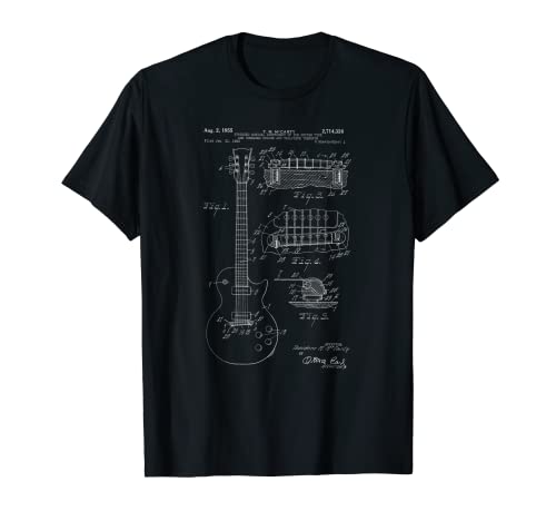 Camisa de arte con estampado de patente de guitarra eléctrica vintage 1955 Camiseta