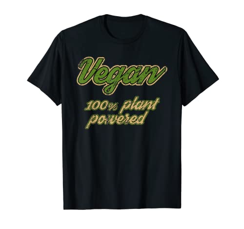 Vegano – 100% alimentado por plantas – aspecto retro vintage envejecido Camiseta