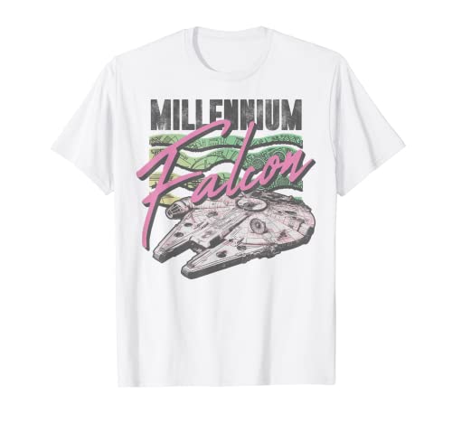Star Wars Millennium Falcon Faded Retro Poster Camiseta