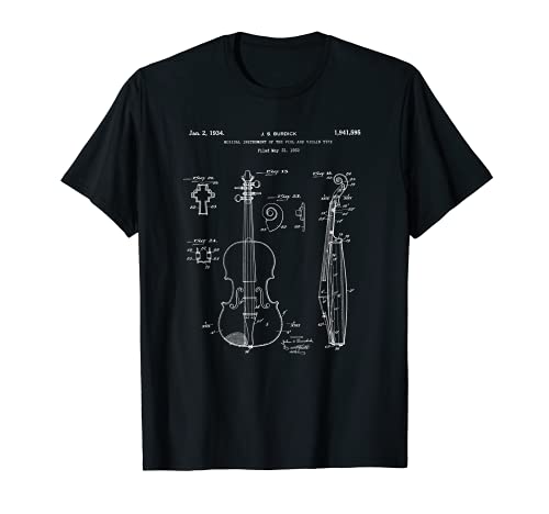Vintage Patent Print 1932 Violín jugador músico regalo Camiseta