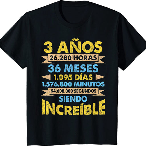 Camiseta Niños Cumpleaños 3 Años Siendo Increíble Cifras