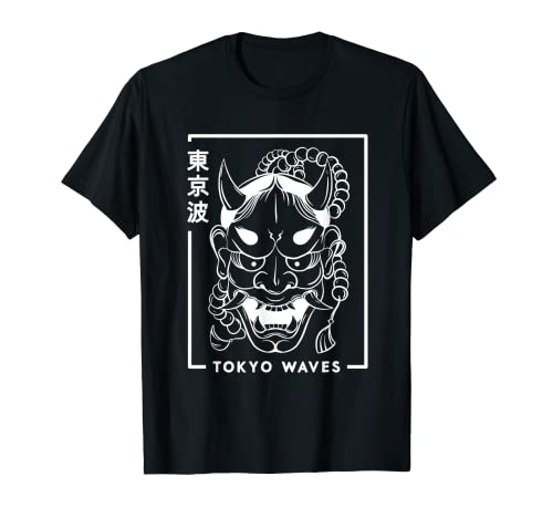 Demonio japonés Hannya Oni Máscara dibujada Minimalista Japón Arte Camiseta