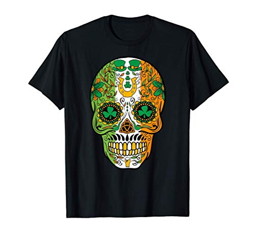 Irish Sugar Skull Saint Patricks Day of Dead - Cinco De Mayo Camiseta