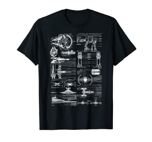 Star Wars Falcon Walker X-Wing Tie Fighter Schematic Camiseta