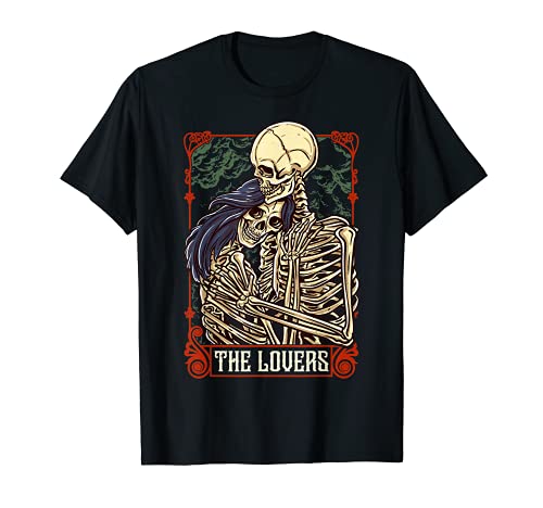 Carta Tarot Los Amantes Esqueletos Calaveras Halloween Camiseta