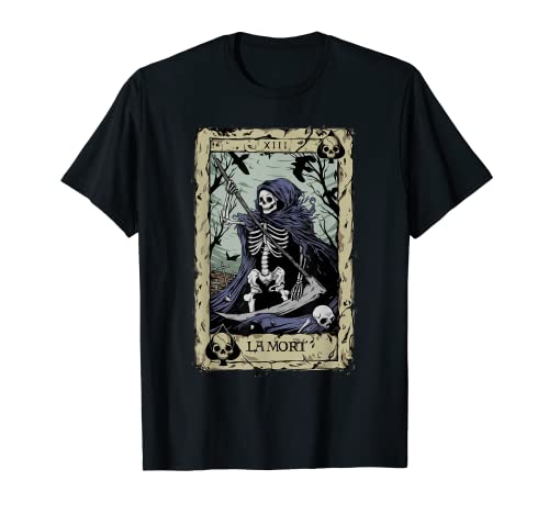El tapiz del tarot de la muerte La Mort Death Tarot Card Spooky Camiseta