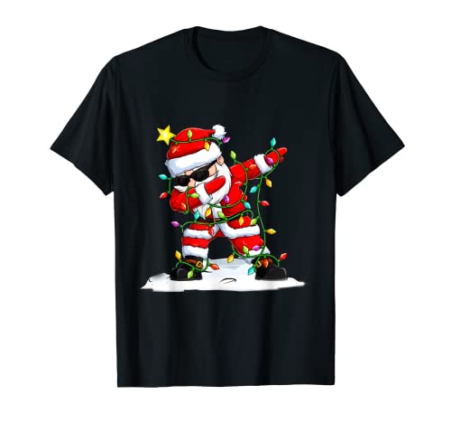 Navidad Santa Claus luces de cadena led divertidas Camiseta