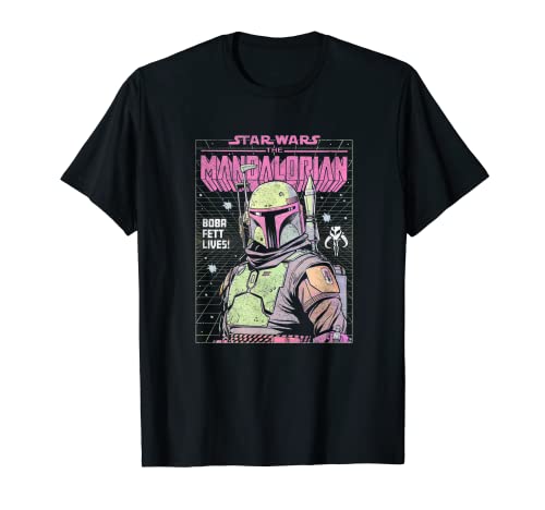 Star Wars: The Mandalorian Boba Fett Neon Grid Logo Camiseta