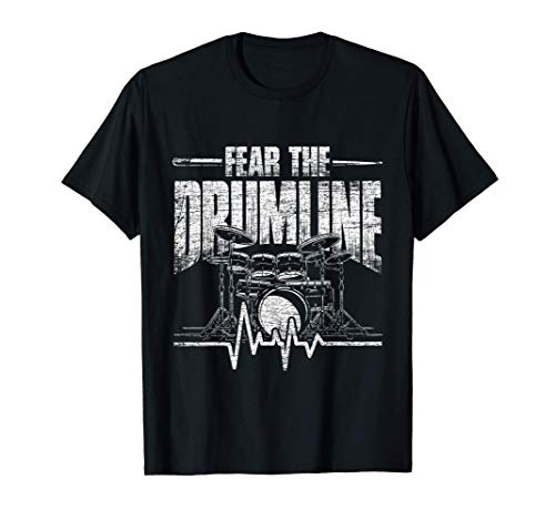 Batería Vintage Fear The Drumline Drummer Rocker Baterista Camiseta