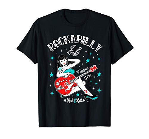 Camisetas Rockabilly Hombre Mujer Retro Rock and Roll Pinup Camiseta