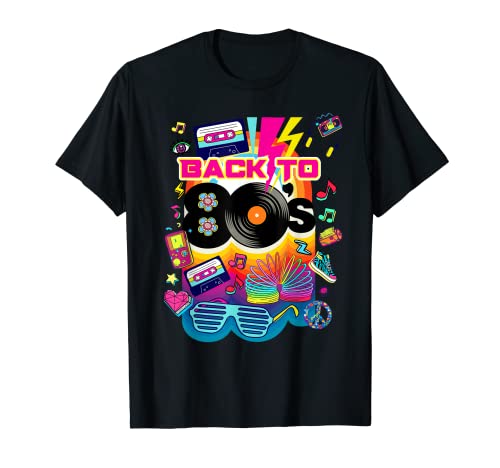 I Love 80's, Colorful Back To 80's Fashion Graphic Design Camiseta
