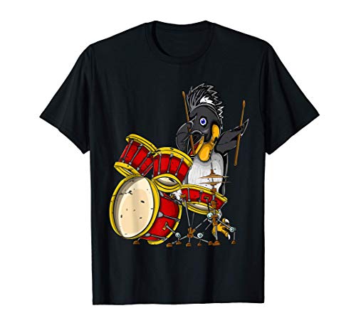 Pingüino Drummer Rock Animal Baterista Baquetas De Batería Camiseta