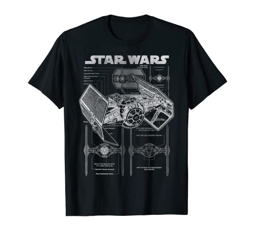 Star Wars TIE Fighter Blueprint Schematics Camiseta para hombre