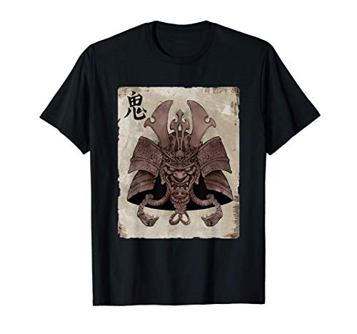 Samurai japonés arte de la máscara retro Yokai Camiseta