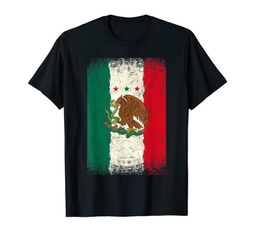 Bandera de México con Águila envejecido Camiseta