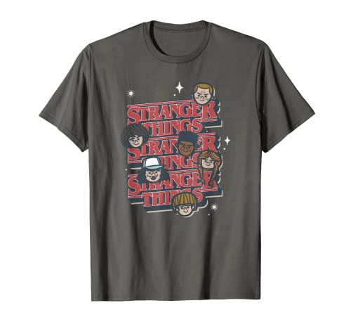 Stranger Things 4 Group Shot Comic Heads Camiseta