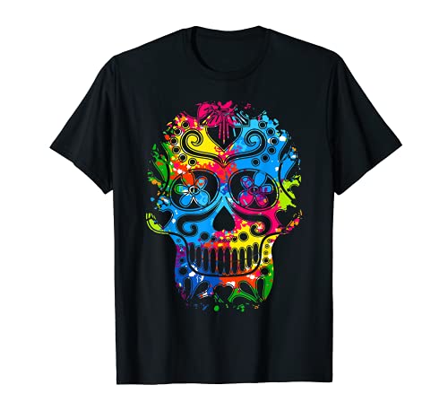 Día Tradicional de los Muertos México Calavera Calavera Sugar Skull Camiseta