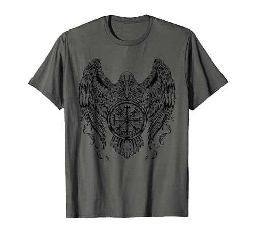 Cuervo con Futhark y Vegvisir Camiseta