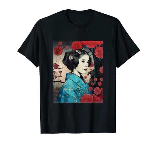 Angelonia de madera japonesa con diseño de rosas vintage Camiseta