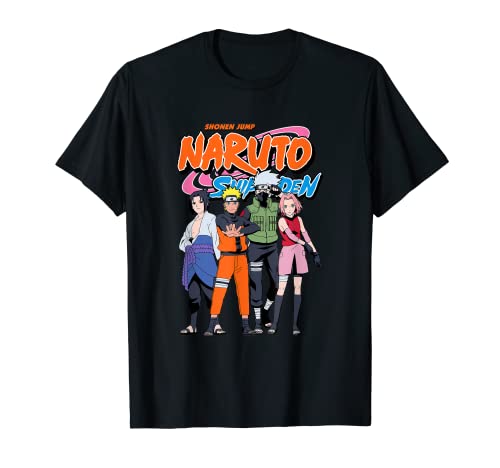 Naruto Shippuden Equipo 7 con el logo de Naruto, para hombre Camiseta, negro