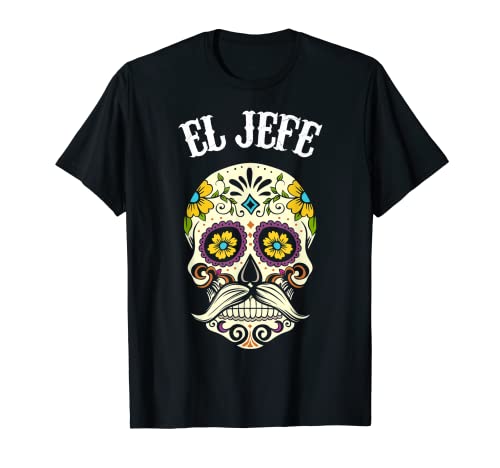 El Jefe Sugar Skull Apparel, Hombres Mexicano Dia De Los Muertos Camiseta