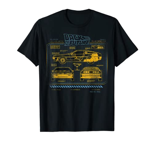 Back To The Future 35th Anniversary DeLorean Schematics Camiseta