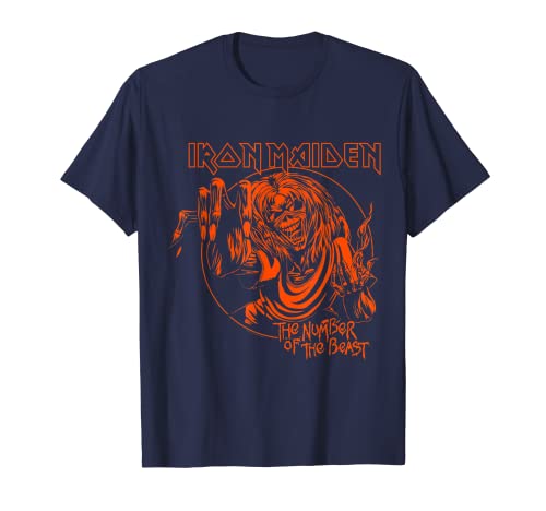 Iron Maiden - Number of the Beast Halloween Orange Navy Camiseta