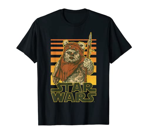 Star Wars Wicket Retro Ewok Sunset Halftone Camiseta