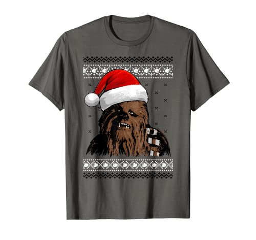 Star Wars Chewie Santa Hat Ugly Christmas Sweater Camiseta