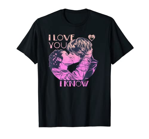 Star Wars Han Leia THE KISS "I Love You. - I Know.." Camiseta