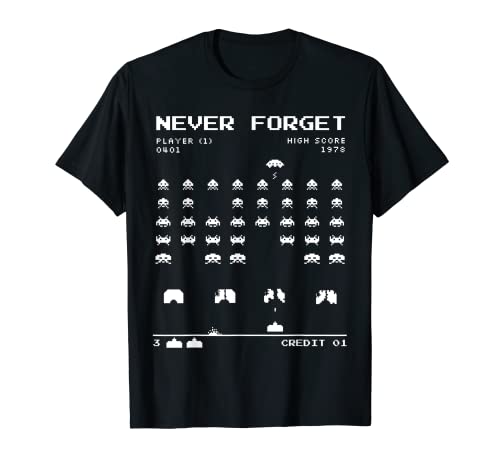 Retro Vintage Never Forget Game Arcade Invaders 70's 80's 80's Camiseta