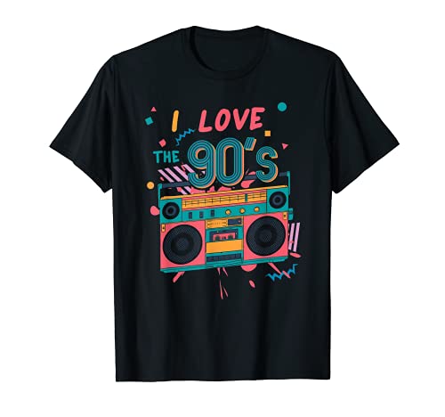 Camiseta retro I Love the 90s Boombox tocando música Camiseta